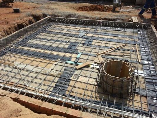 Underground concrete tank under construction